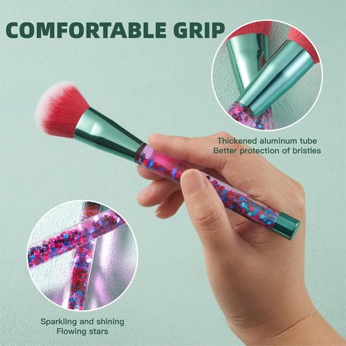 RAEEIKPHZ Makeup for Girls Make Up, Foundation Fan Crystal Bling Liquid Blush Powder Lip Eye Shadow Blender Eyebrow Makeup Brushes Set for Girls Teens Gift Present