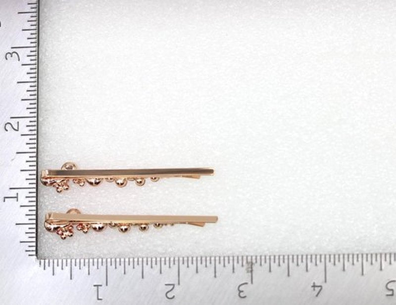 Faship A Pair Of Pink Premium Rhinestone Crystal Floral Hair Clips Pins 2 Pcs