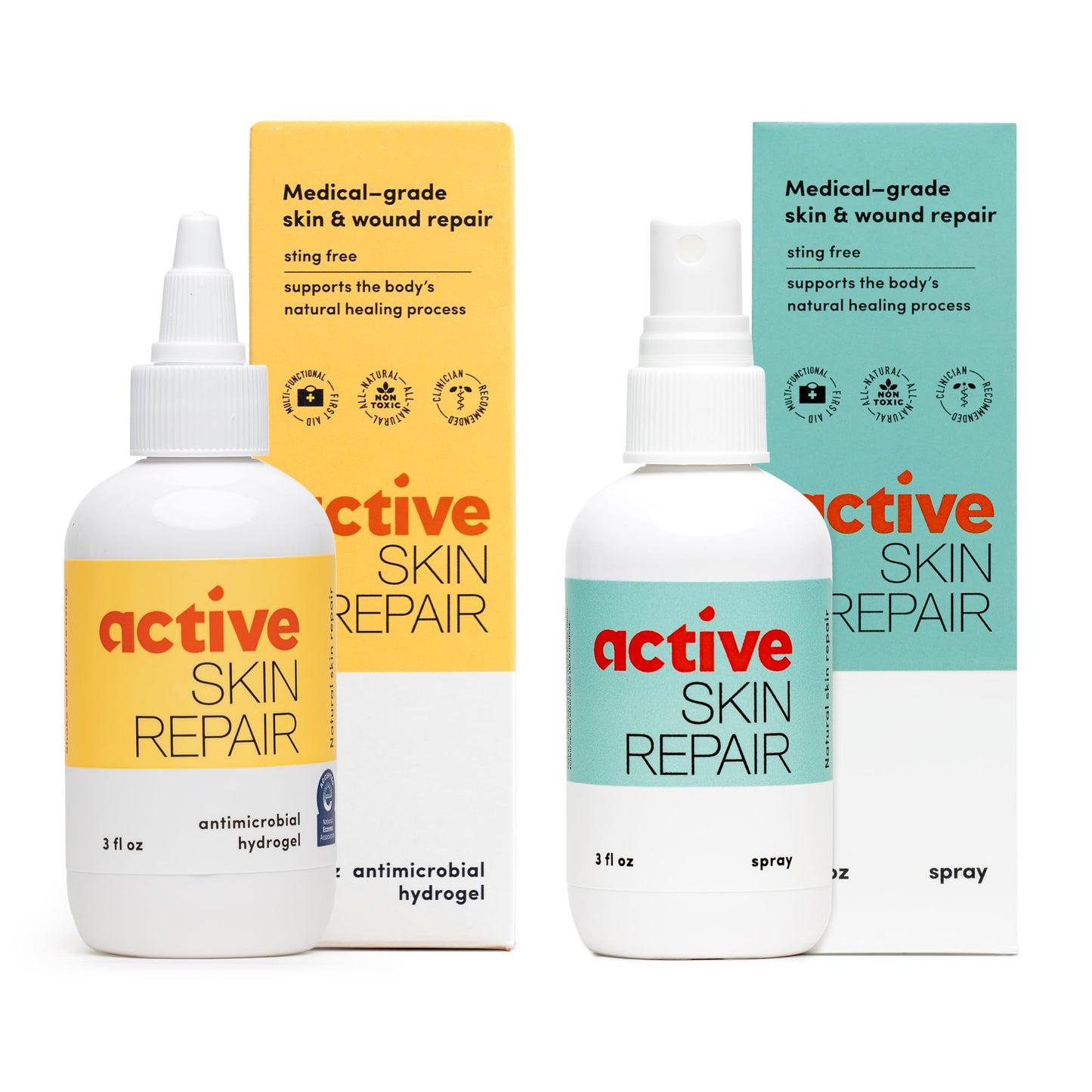 Active Skin Repair First Aid Hydrogel and Spray Bundle, 3 oz Each