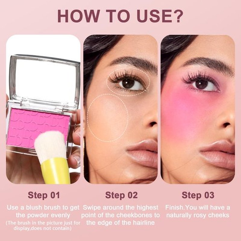 Jutqut Powder Blush, Radiant Glow Face Blusher, Matte Blush for Cheeks, Blendable Formula, Lasting Moisturizing, Ultra Fine Lightweight Texture(#006 Berry)