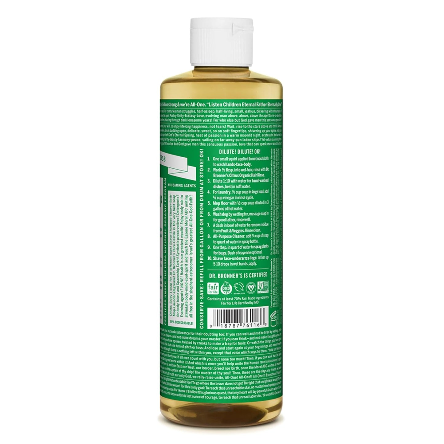 Dr. Bronner's - Pure-Castile Liquid Soap (Almond, 32 ounce) - Made with Organic Oils, 18-in-1 Uses: Face, Body, Hair, Laundry, Pets and Dishes, Concentrated, Vegan, Non-GMO