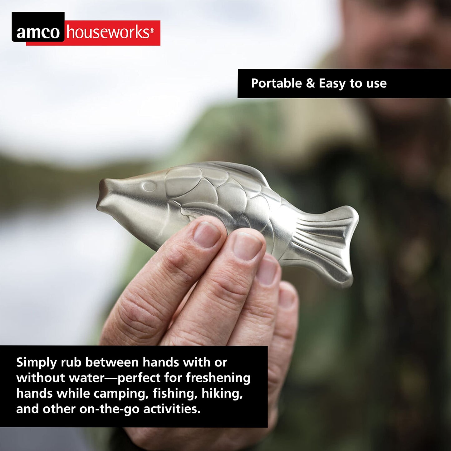 amco Rub-a-Way Bar Stainless Steel Odor Absorber, Fish