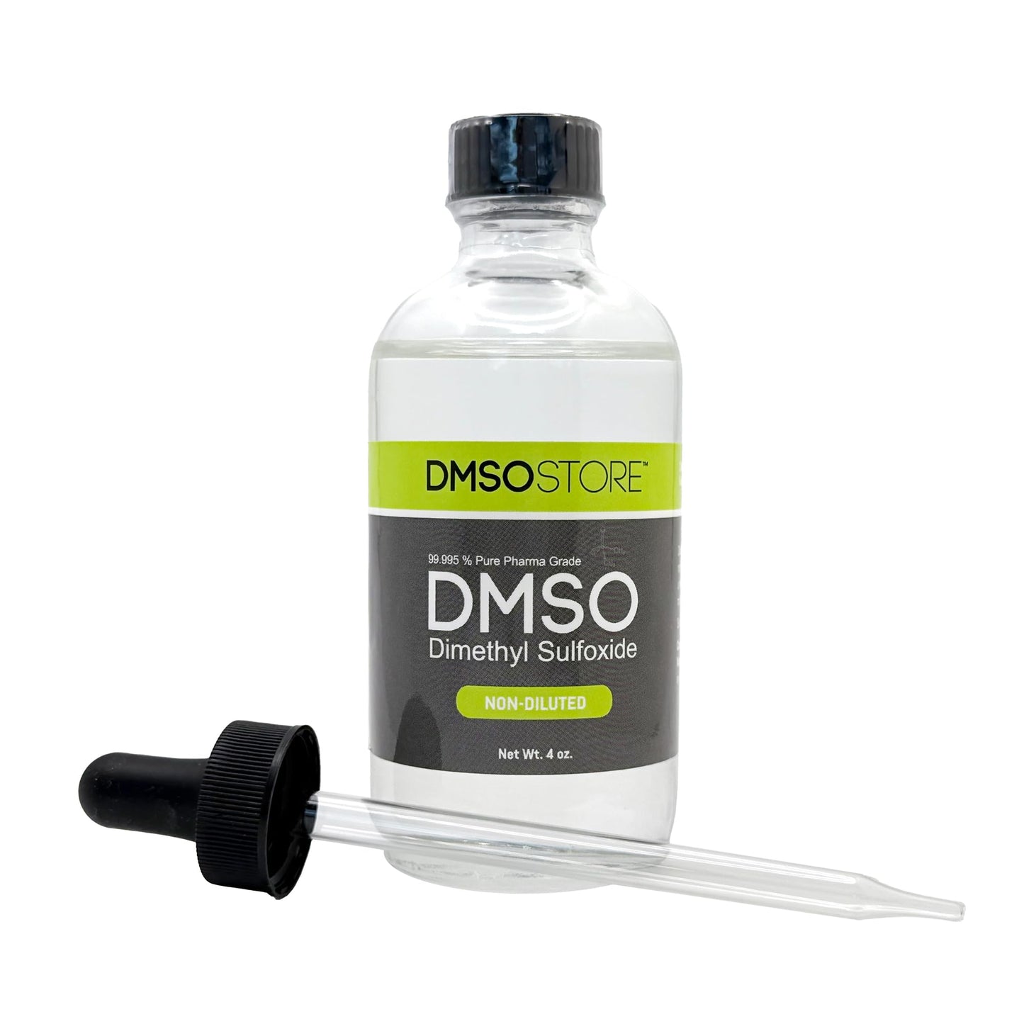 DMSO Liquid Pharmaceutial Grade 4 oz. (Dimethyl Sulfoxide) 99.995% Purity, Low Odor, Non-Diluted, Glass Bottle with Dropper
