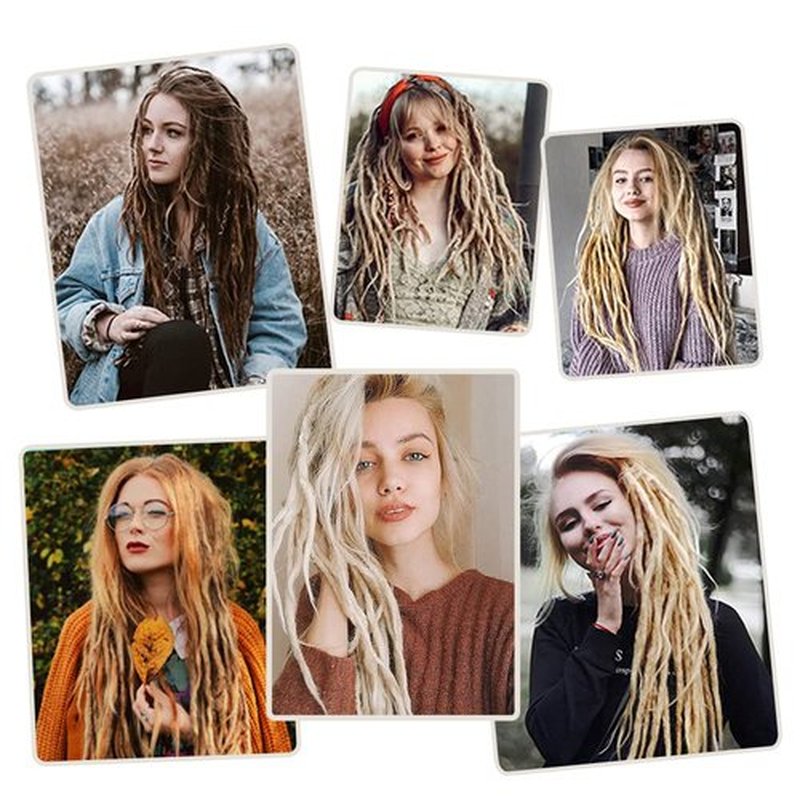DAIRESS 24 Inch Straight Double Ended Dreadlock Extensions Synthetic Dreads10strands/pack Synthetic Braids Thin 0.6cm Soft Handmade Reggae Hair Hip-Hop Style Dread Extensions Locks Hair(613）