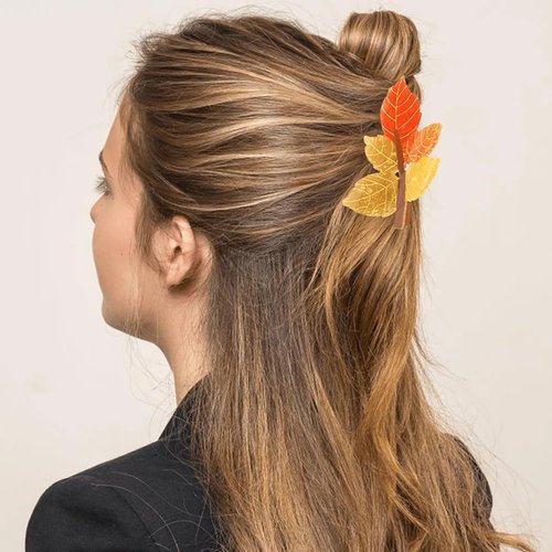 Fall Hair Claw Clips Maple Leaf Thanksgiving Hair Clips Nonslip Cute Hair Accessories Fall Leafs Shape Acrylic Hair Clip Medium Size Autumn Shark Jaw Clip for Women Hair Decorations Supplies