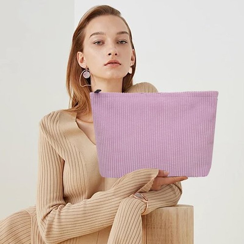 Wudimeitt Cosmetic bag Makeup bag Preppy Cute Corduroy Toiletry bag for women travel essentials (purple)