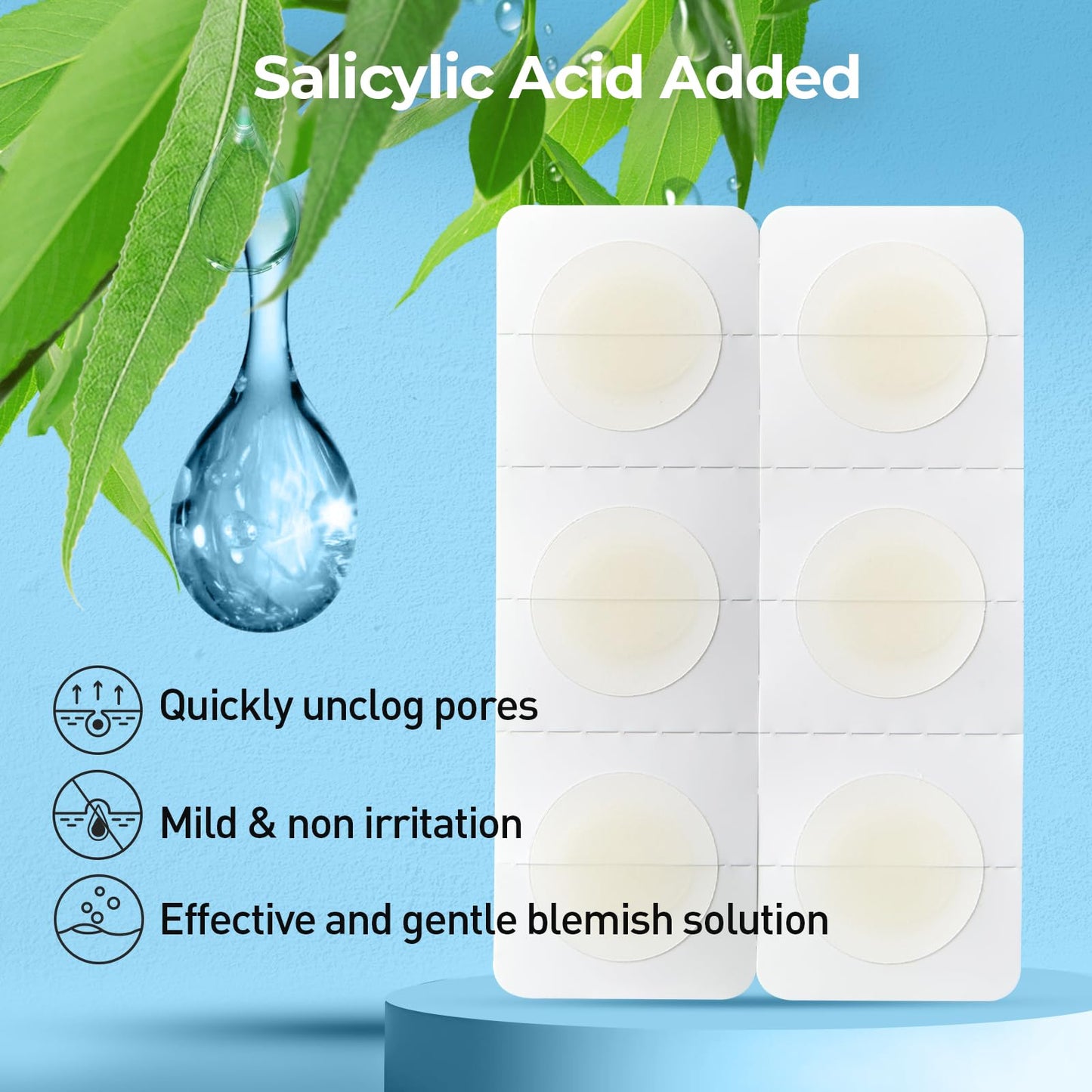 Pimple Patches, 15 mm Invisible Acne Patches for Face with Salicylic Acid, 0.01cm Extra Thin Outer Edge, Hydrocolloid Zit Patch for Pustule, Whitehead, Cystic Acne Spot, 96 Count