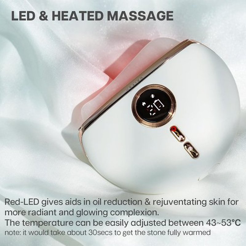 VRAIKO Aurora LED Gua Sha Device, Jade Stone Gua Sha Facial Tool with Heat and Vibration, Face Massager for Anti-Aging Wrinkles Puffiness Skin Rejuvenation and Toning (AURORA)