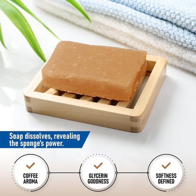 T.Taio Coffee Esponjabon Soap Sponge - Gentle Shower Scrubber - Cleaning Bath Wash Scrub - Dirt & Oil Removal - Massage & Lather Foot, Elbow, & Face Bathroom Accessories Fresh Nacre Scent