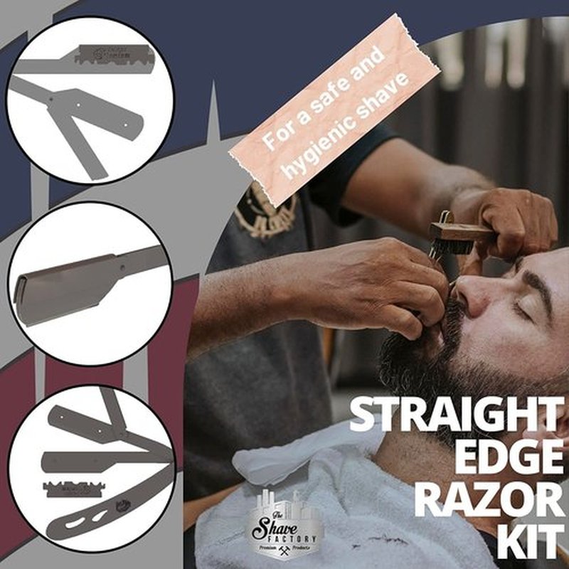 The Shave Factory Straight Edge Razor Kit (Matte/Barber No25 50ml Cologne / 100 Derby Premium Single Edge Razor Blades)