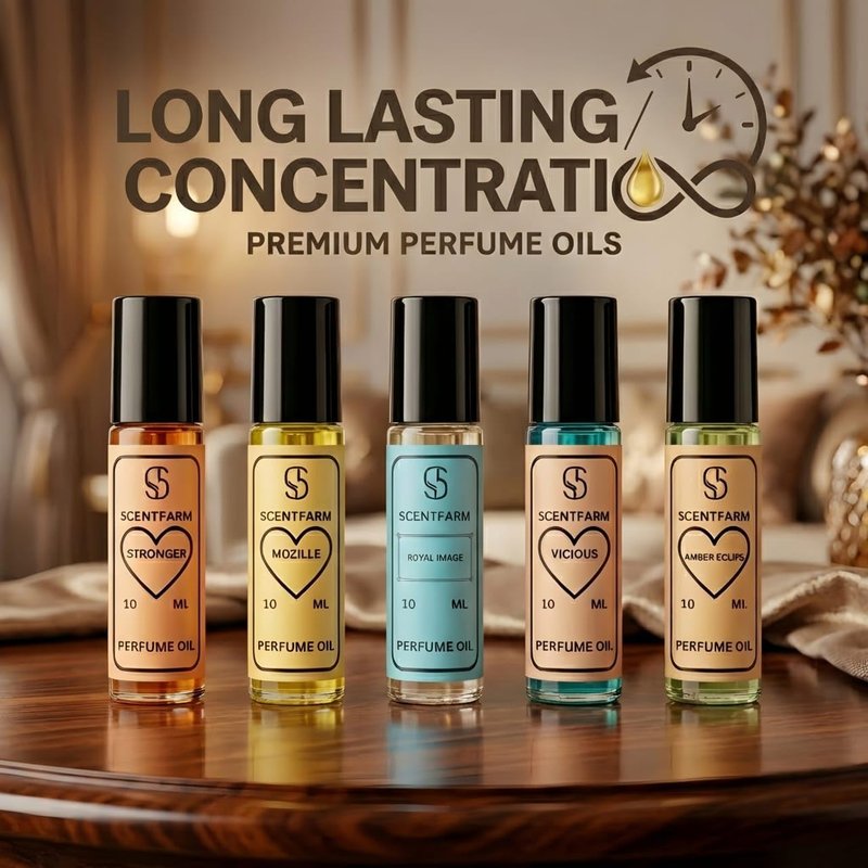 Perfume Body Oil Set - 5 x 10ml Luxury Roll-On Fragrance Oils | Long Lasting & Alcohol-Free