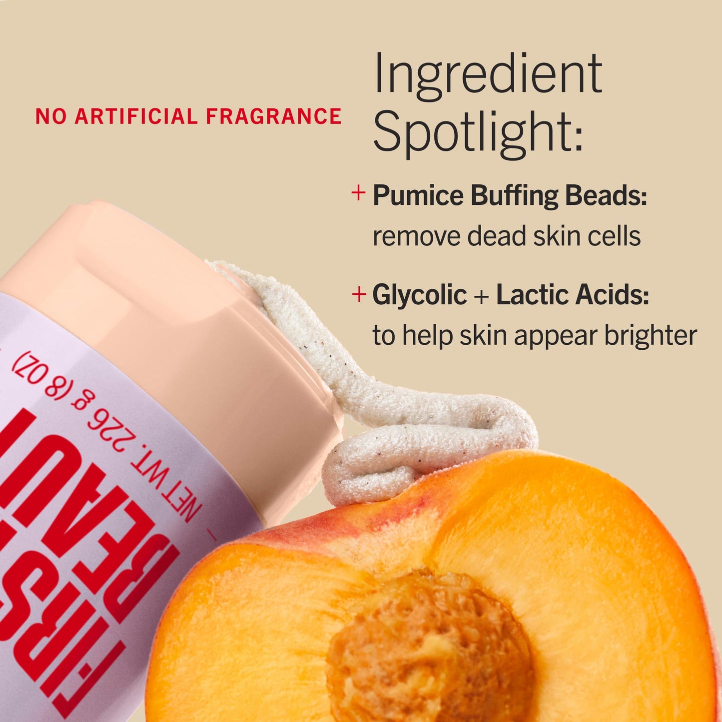 First Aid Beauty KP Bump Eraser Body Scrub with 10% AHA - Dermatologist-Tested Keratosis Pilaris Exfoliator - Support for Rough Bumps & Uneven Skin Texture - Sensitive Skin - 8 oz, Fresh Peach