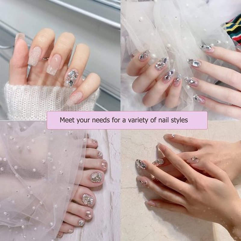 3100Pcs Professional Nail Art Rhinestones Kit, HOINCO White Rhinestones for Nails, Mix 20 Styles Flatback Rhinestone/Gems, 600 Diamonds + 2500 Round Rhinestones Beads for Crafts with Tweezers Pen