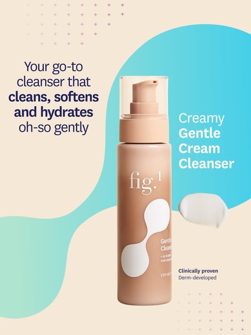 Fig.1 Gentle Cream Cleanser, Soft & Nourishing Facial Cleanser for Sensitive Skin, with Glycerin & Squalane, 100ml