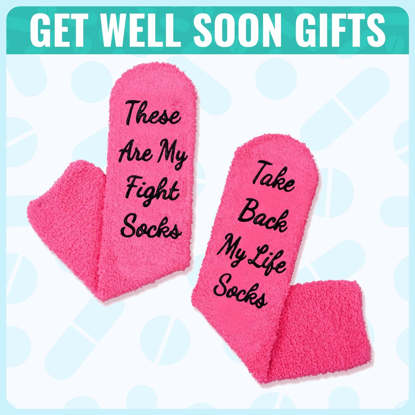 HAPPYPOP Inspirational Chemo Cancer Gifts - Women Breast Cancer Awareness Socks for Survivors, Comfort Chemo Care Gift Ideas for Patients Female Pink