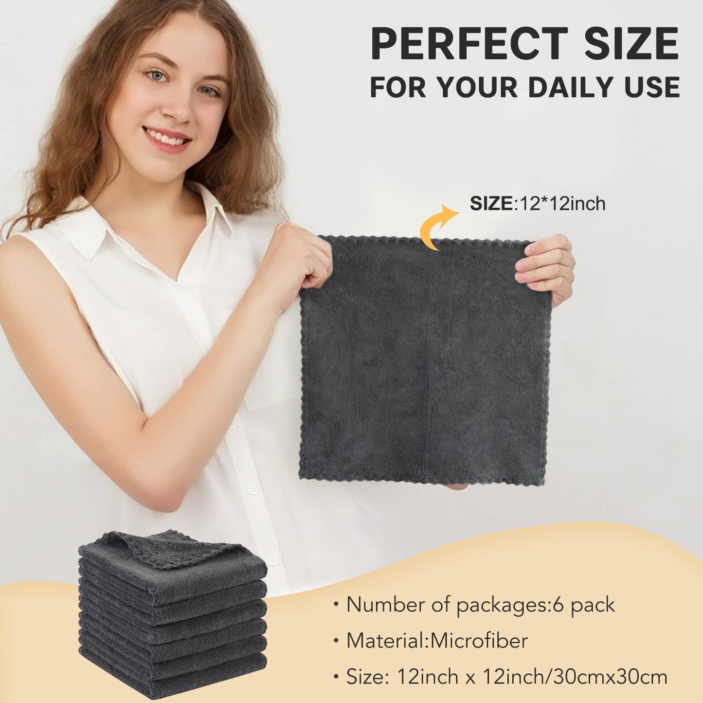 SUNLAND Microfiber Face Cloth Reusable Makeup Remover Facial Cleansing Towel Ultra Soft Face Washcloth 12inchx12inch 6 Pack Dark Grey
