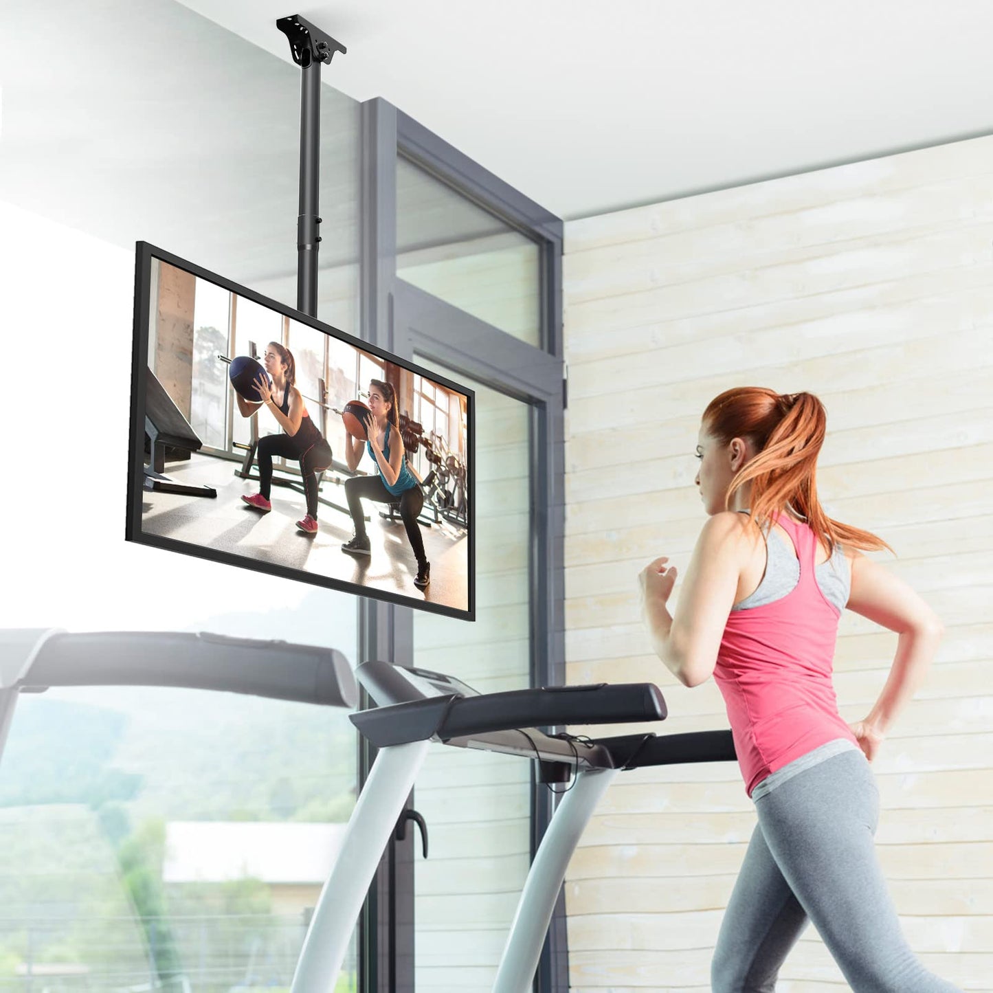 Ceiling TV Mount for 37"-75" TVs Height Adjustable, 360° Swivel Full Motion