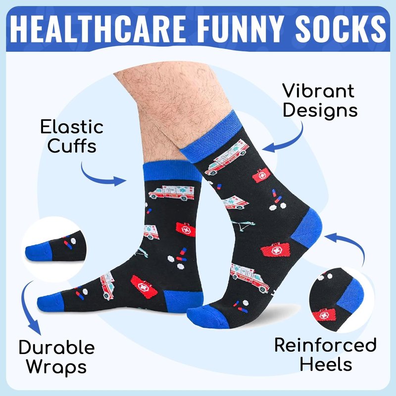 Funny Nurse Socks - Unique Gifts for Doctors, EMTs & Vet Techs | Cancer Awareness Design