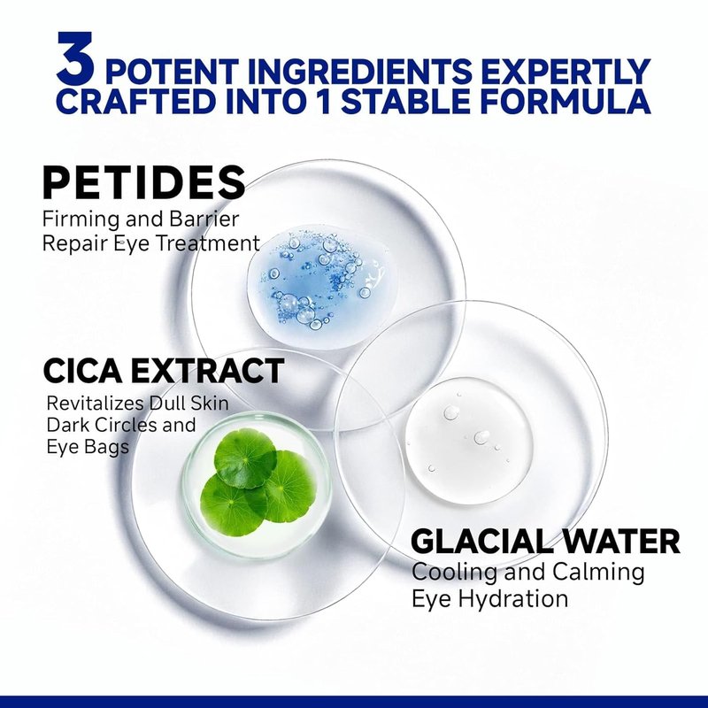 Peptide Cooling Under Eye Patches - Soothing Mask for Dark Circles & Puffiness | 60 Pairs with Glacial Water