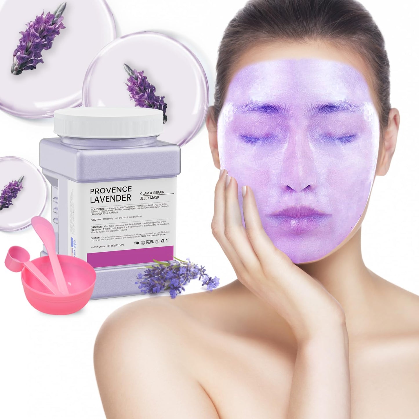 Truvenum Jelly Mask Powder for Facials,Lavender Jelly Mask Powder Hydrating, Brightening & Nourishing Face Mask Skin Care,Peel Off Jelly Masks for DIY Spa 23 Fl Oz