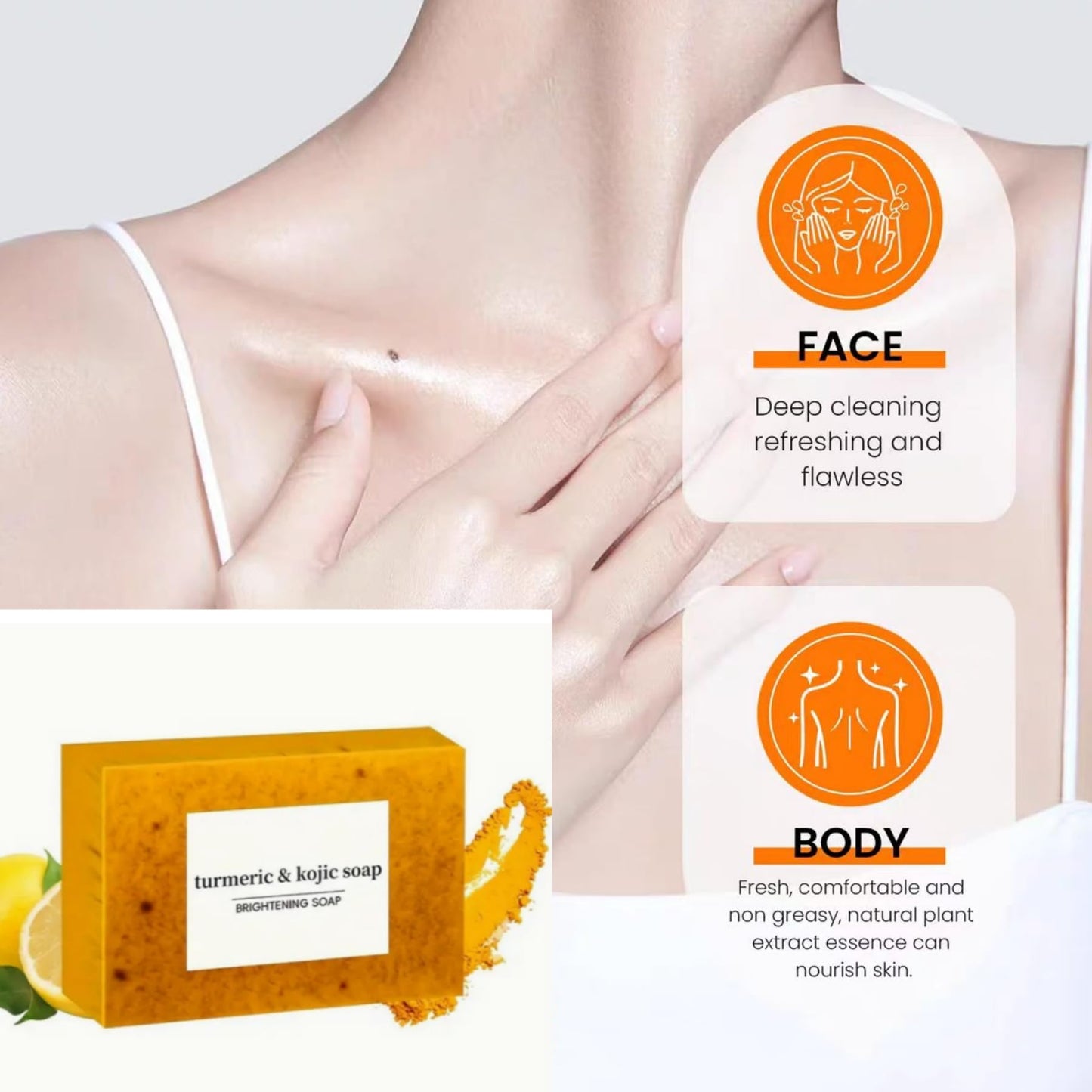 GALHJCZ Lemon Turmeric Soap Bar 6Pcs for Face and Body Turmeric Lemon Soap infused with turmeric Extract Soft gentle and effective