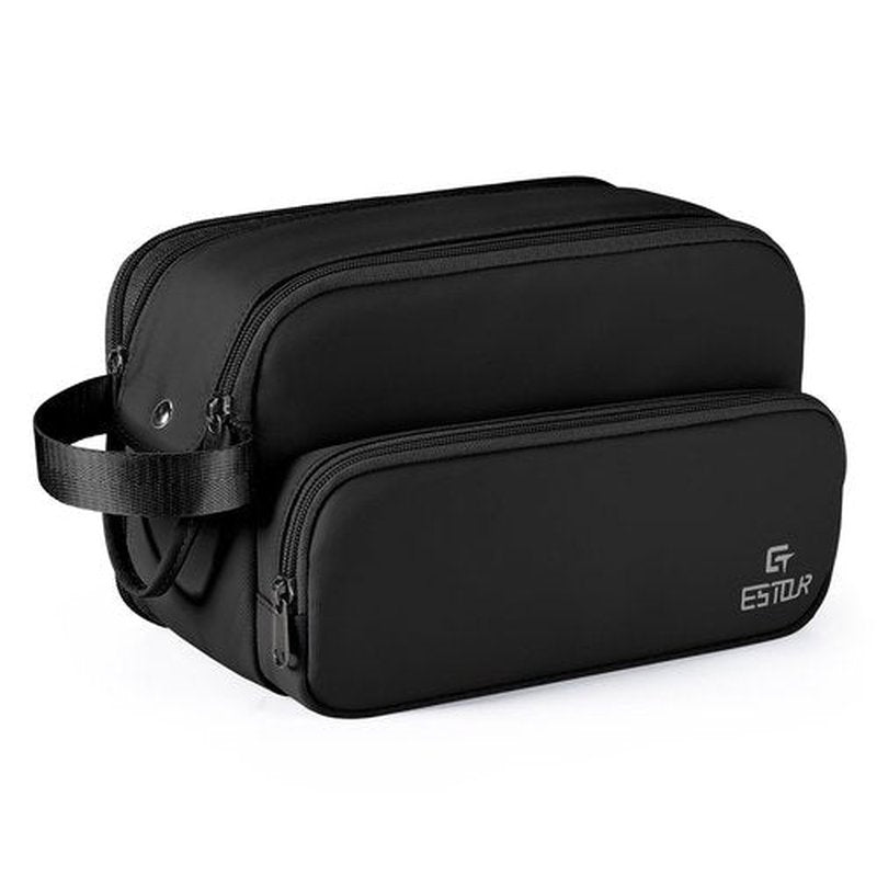 Estour Toiletry Bag for Men, Travel Toiletry Bag Travel Essentials, Dopp Kit Water-resistant Shaving Bag, Bathroom Bag Toiletries Organizer, Black(Upgraded Polyster)