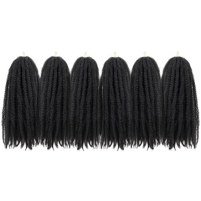 BYKSVIOC Marley Hair 18 Inch Marley Twist Hair Afro Twist Marley Braiding Hair for Faux Locs Crochet Hair Synthetic Hair Extensions(6Packs,1B 18inch)