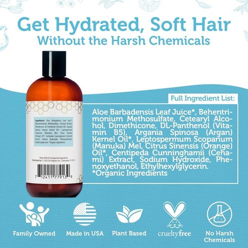 Era Organics Manuka Honey Dry Scalp Conditioner - Soothing and Moisturizing Hair Conditioner for Damaged Dry Hair - Sulfate Free Conditioner for Men and Women - Argan Oil Conditioner for Hair