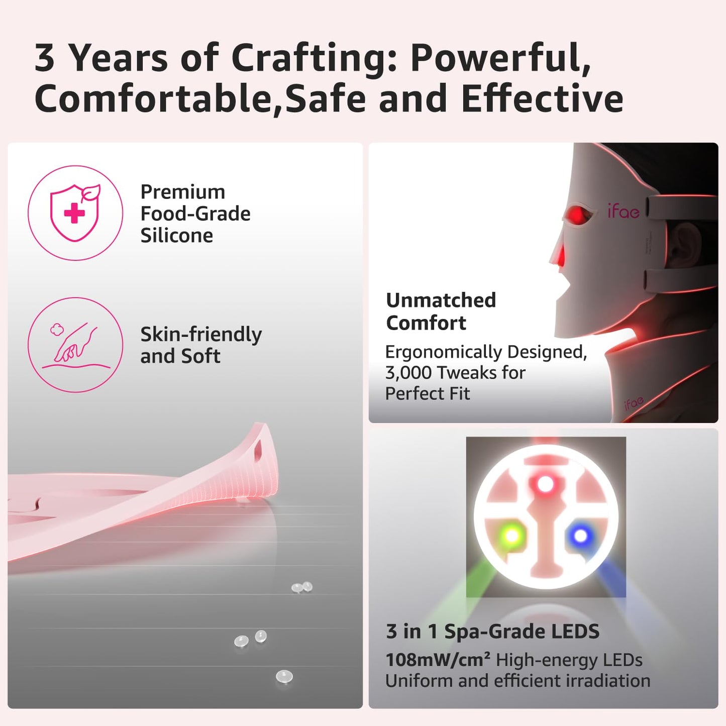 Aesthifae Red Light Therapy Mask for Face and Neck, 7 Colors with NIR Led Face Mask Light Therapy with Eye Protection and Remote, Rechargeable Ergonomic Design for True Anti-Aging Skincare at Home