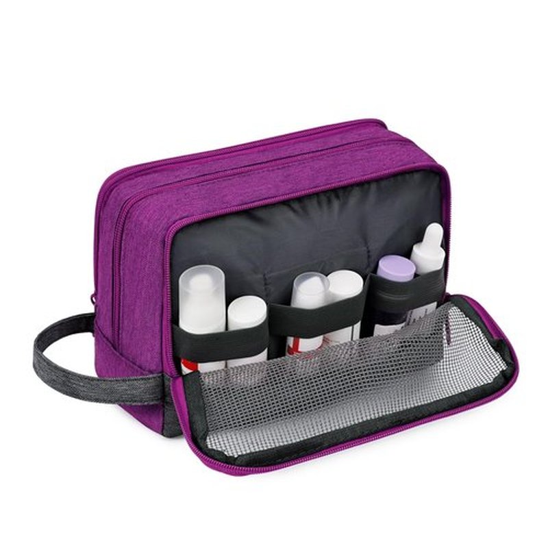 Toiletry Bag for Men Hanging Dopp Kit Water Resistant Shaving Bag Small Toiletry Bag for Traveling (deep purple on gray)