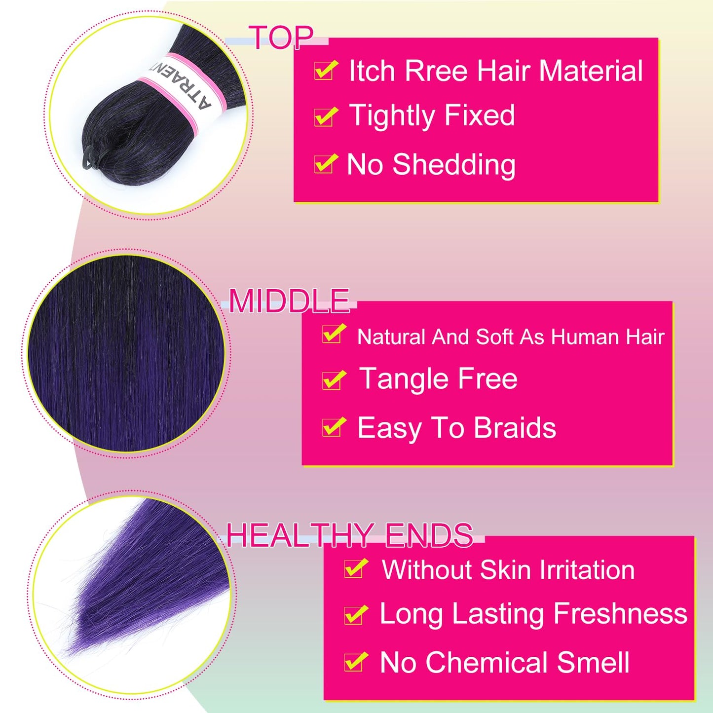 ATRAENTE Braiding Hair Pre Stretched,18 Inch 8 Packs Ombre Braiding Hair for Boho Box Braids Yaki Texture Hot Water Setting Soft And Light