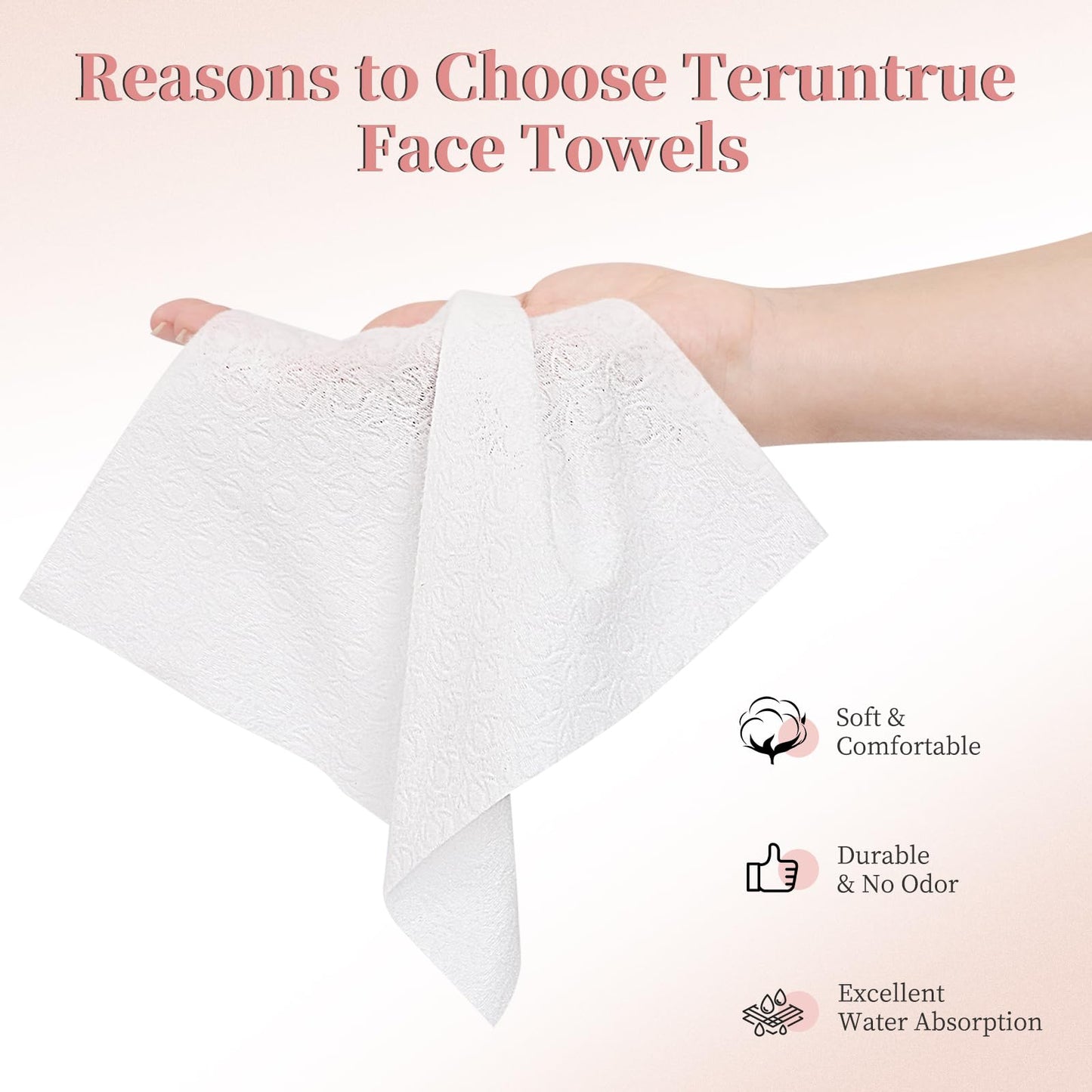 Teruntrue 400 Count Disposable Face Towel, 4 Pack Facial Towels Makeup Remover Dry Wipes Disposable Face Cloths Soft Facial Clean Towels for Washing Cleaning and Skincare