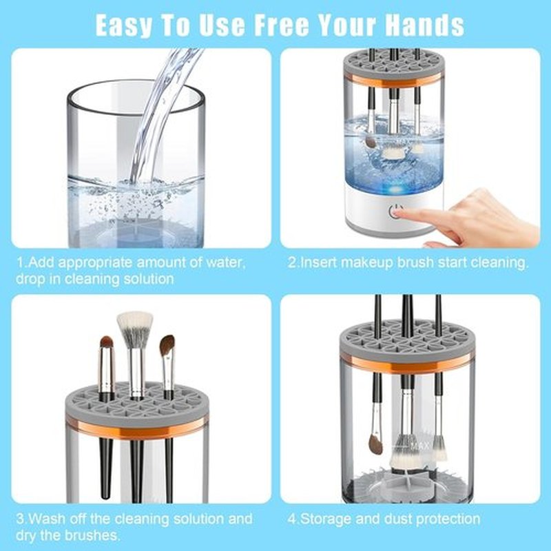 Beauty Swirl Cosmetic Brush Cleaner, The Cozy Luna Brush Cleaner, Beautyswirl Cosmetic Brush Cleaner, Automatic Electric Makeup Brush Cleaner for All Brush (Charging type)