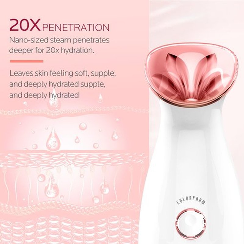 Colorfarm Facial Steamer Nano Ionic: Face Steamer Home Spa Kit Deep Cleaning Unclogs Pores Sinuses Inhaler with 8 Skin Care Tools - Humidifier Hot Mist Self Care Gifts for Women
