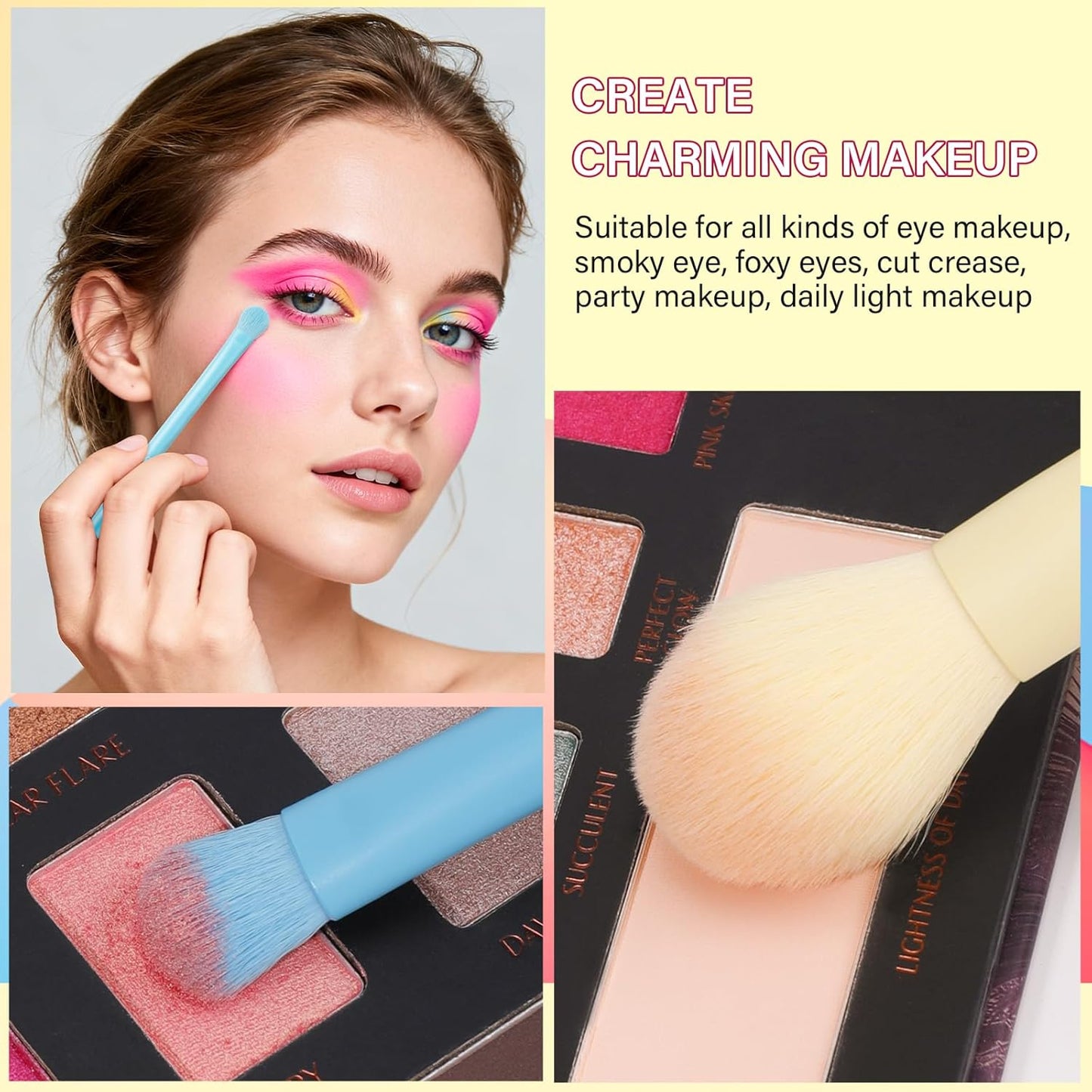 Docolor 6 Piece Makeup Brush Set - Full Face & Eye Application | Cruelty-Free, Vegan Mini Brushes