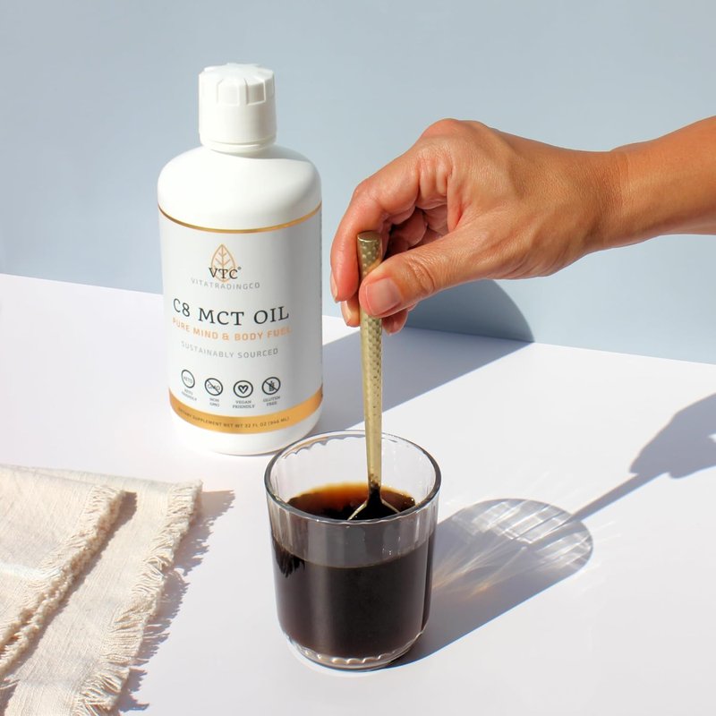 100% Pure C8 MCT Oil - 3X Distilled Caprylic Acid for Clean Energy | Non-GMO, Paleo, Keto | 32oz, 64 Servings