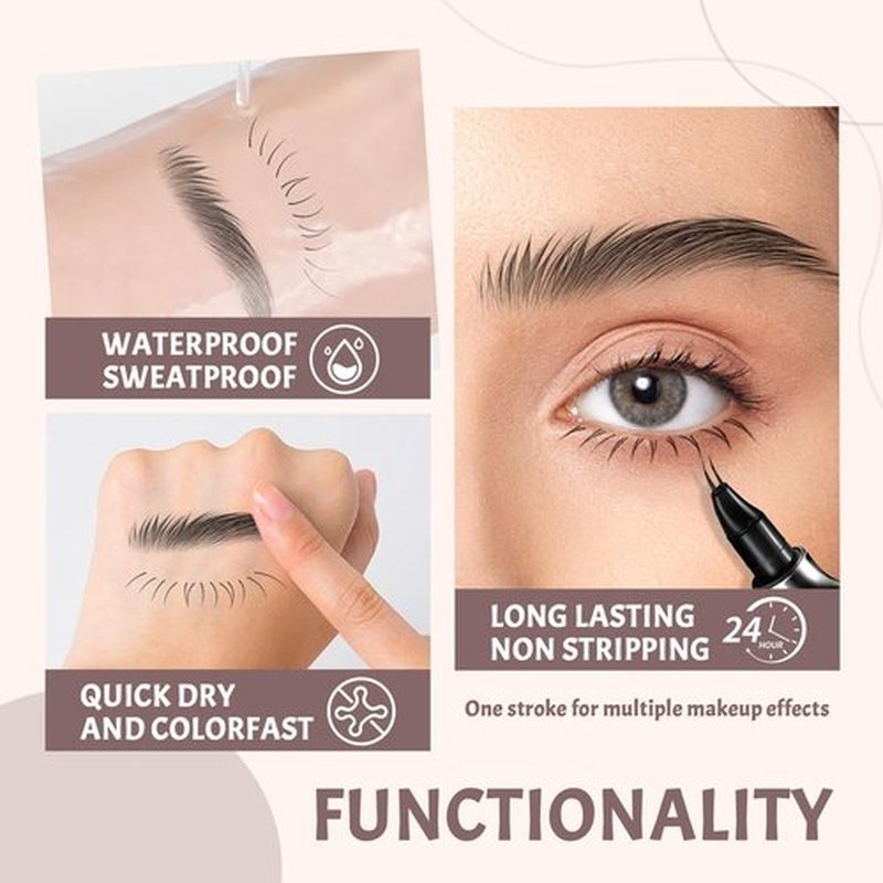 HOSAILY Curved Eyebrow Pen, 2 in 1 Waterproof Long Lasting Eyebrow Pencil Double Tip Lower Eyelash Pencil with 30° Curved Tip, Smudge Proof Microblading Eyebrow Pen Liquid Eye Makeup, 03 Grey