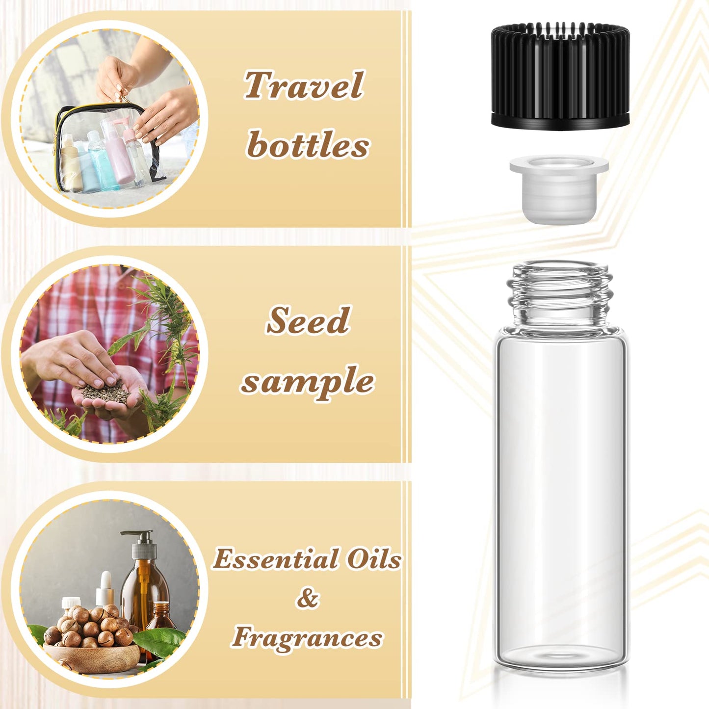 Lallisa 80 Pcs 5 ml Small Glass Vials with Screw Caps and Plastic Stopper Anointing Oil Sample Clear Bottles Leakproof for Liquids Aromatherapy Fragrance Lightweight Perfume Travel