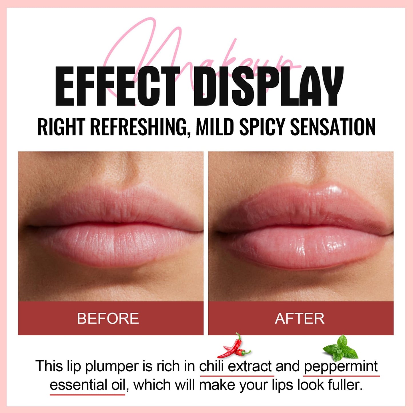 Erinde Lip Plumper Gloss, Natural Spicy Lip Plumping Booster Lip Plumping Oil, Ultra-Hydrating & Nourishing Plump Lip Plumper, Glossy Finish Fuller Lip Gloss for Women Girls, 06#