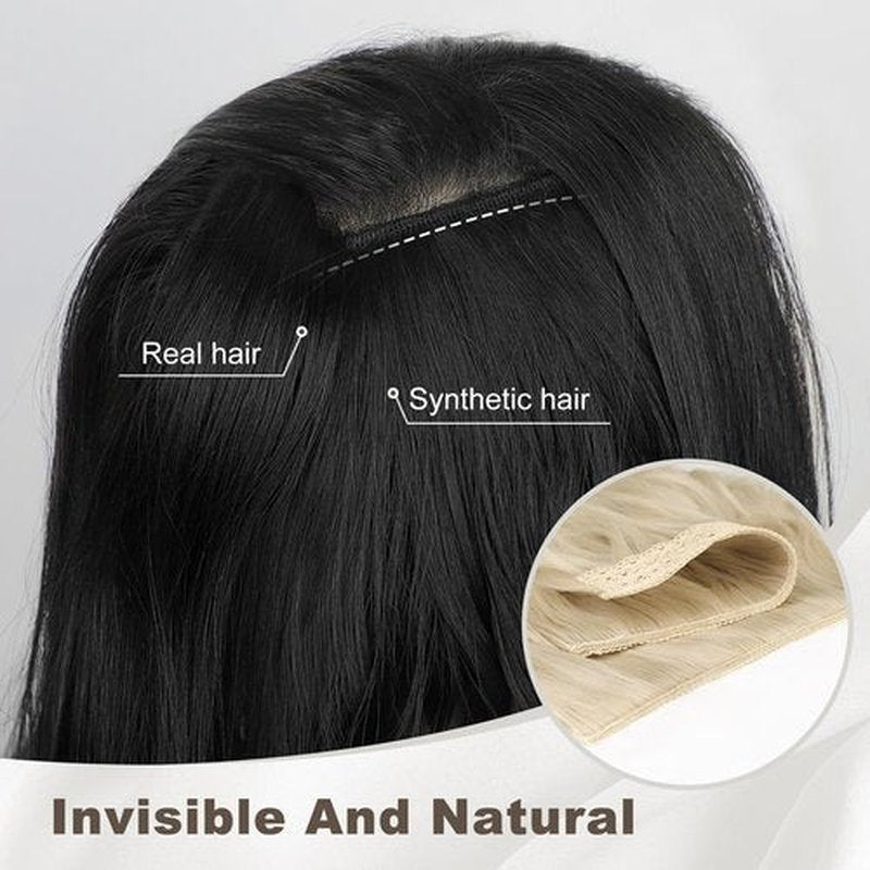 ALXNAN Clip in Hair Extensions, 16" Black to Brown and Light Blonde ombre Thick Long Mermaid Waves Hair Extensions Invisible Lace Weft Soft Hairpieces For Women