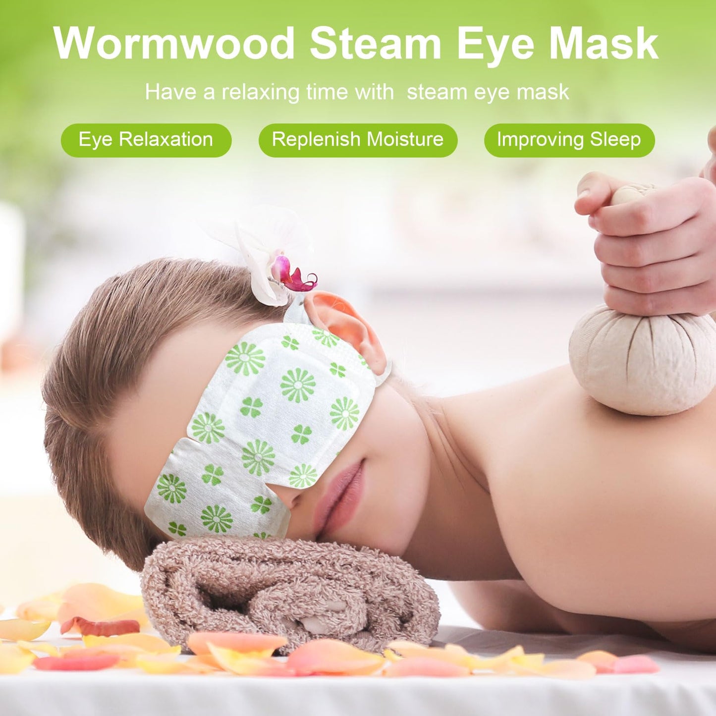 Mnswand 10 Packs Steam Eye Mask, Wormwood Steam Eye Masks Disposable, Self-Heating Relief Heated Eye Mask for Fatigue, Perfect for Home, Sleep, Spa & Travel