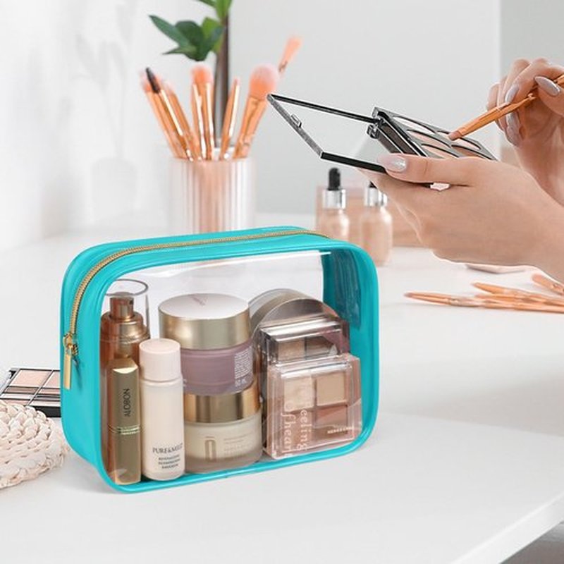 PACKISM TSA Approved Toiletry Bag - Clear Makeup Bag Waterproof Quart Size Bag, Travel Makeup Cosmetic Bag for Women Men, Carry on Airport Airline Compliant Bag, 3 Pack