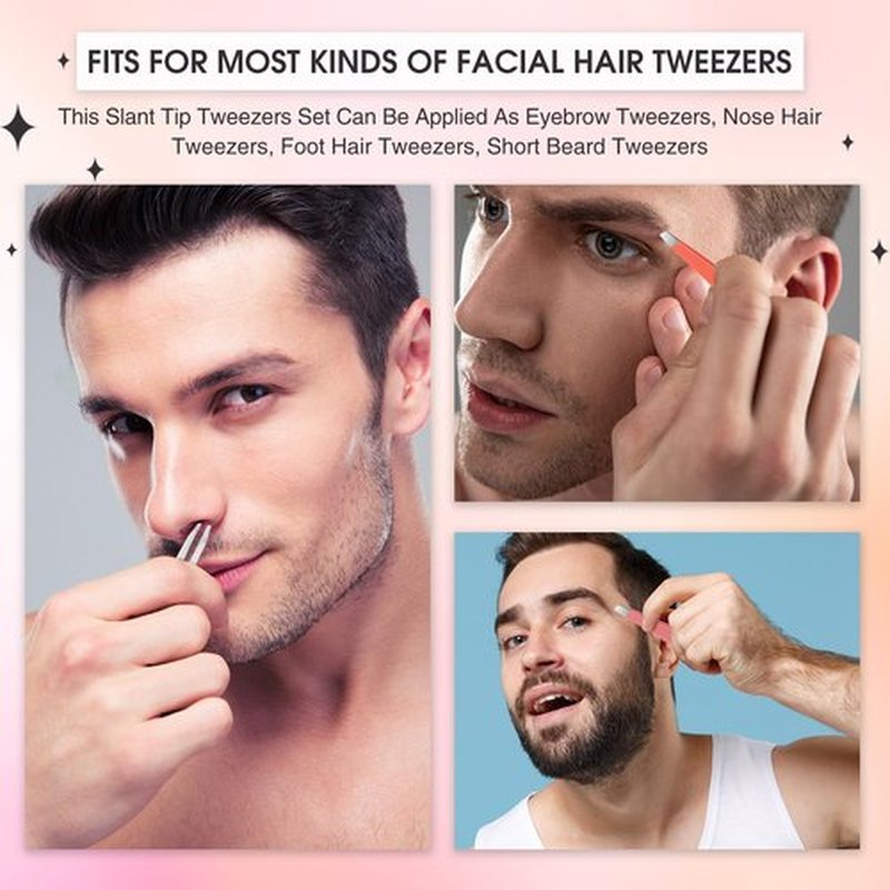 12 Pieces Eyebrow Tweezers Stainless Steel Slant Tip Tweezers Facial Hair Eyebrow Precision Tweezers for Men and Women (Multicolor)