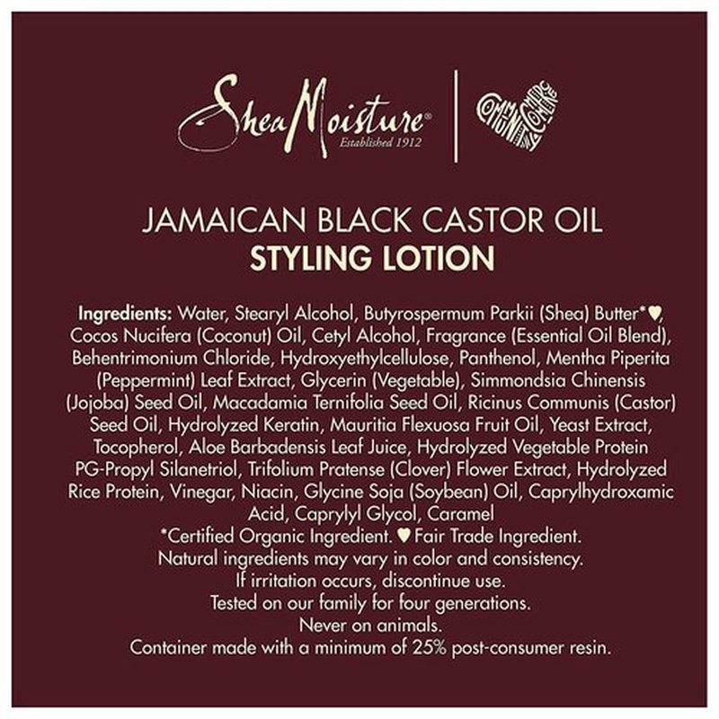 SheaMoisture Jamaican Black Castor Oil, Strengthen & Restore Styling Lotion, Moisturize & Style, 8 Oz