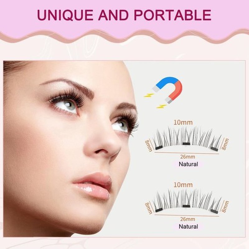 Magnetic Eyelashes with Applicator,Krafty Magnetic Eyelashes,Magnetic Eyelashes,Magnetic Eyelashes Natural Look（2 Pair Ntural）