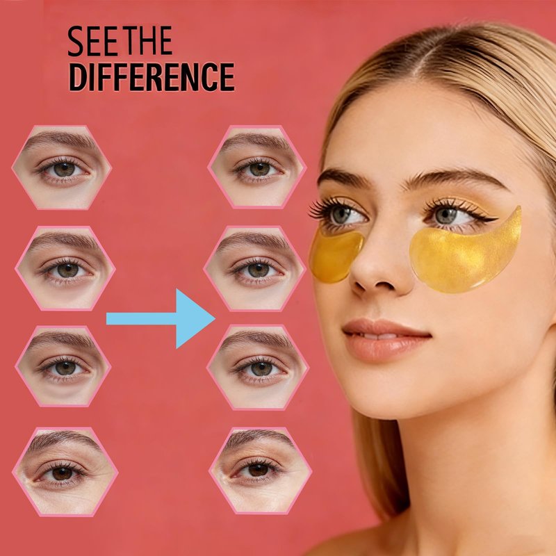 Collagen Under Eye Patches, Hydrating Hyaluronic Acid Eye Masks for Dark Circles & Puffiness, Anti-Aging Under Eye Gel Pads with Gold & Soothing Botanicals for Women Men All Skin Types, 60 Pairs