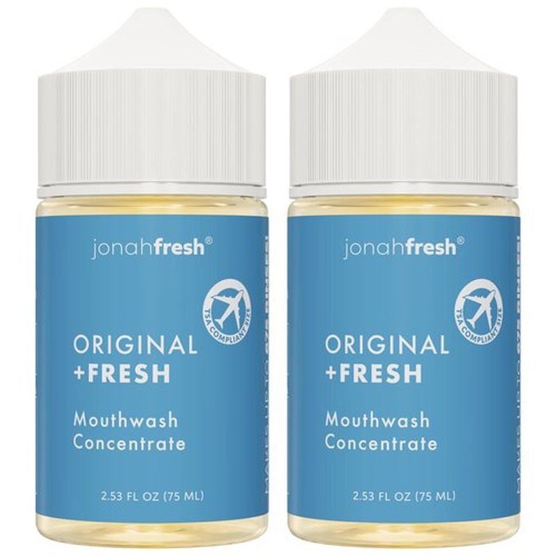 Jonah Fresh All Natural Mouthwash Concentrate | SLS Free | PEG Free | Made Safe Certified (Original Concentrate, 2 Pack (Total 5.06 fl oz) Makes 448 Fl Oz)