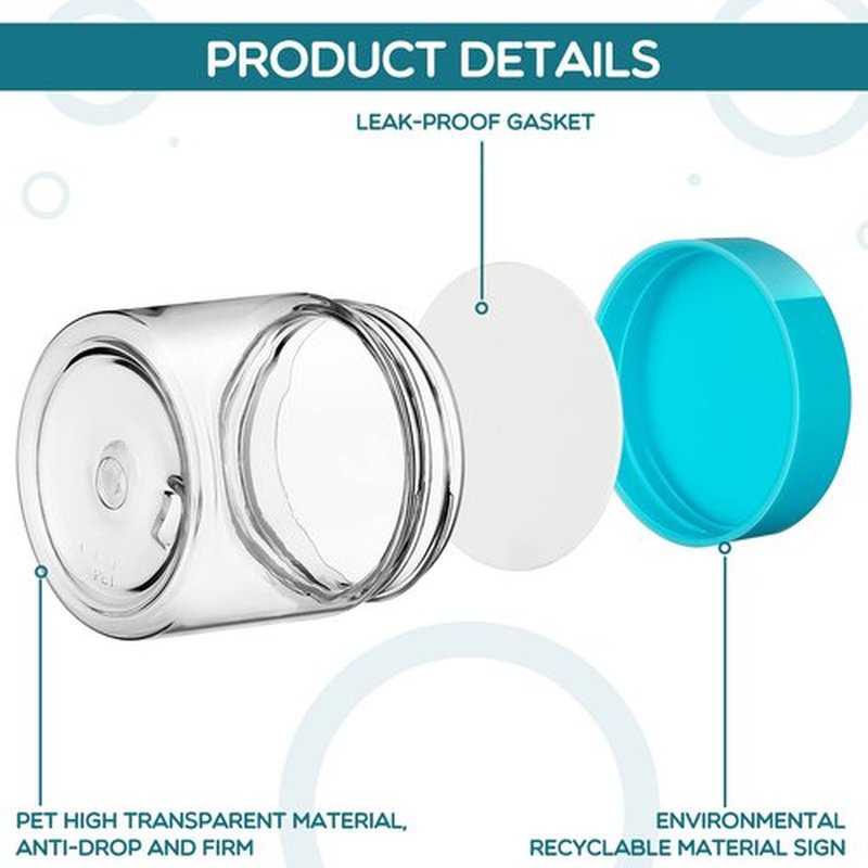6 Pack Clear Container with Lids Small Plastic Pot Jars Wide Mouth Round Leak Proof Plastic Container Jars with Lid for Travel Storage, Eye Shadow, Nails, Paint, Jewelry (2 oz, Blue)
