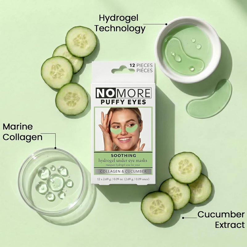 Anti-Puffiness Hydrogel Undereye Masks - Collagen & Cucumber for Dark Circles | 6 Pairs