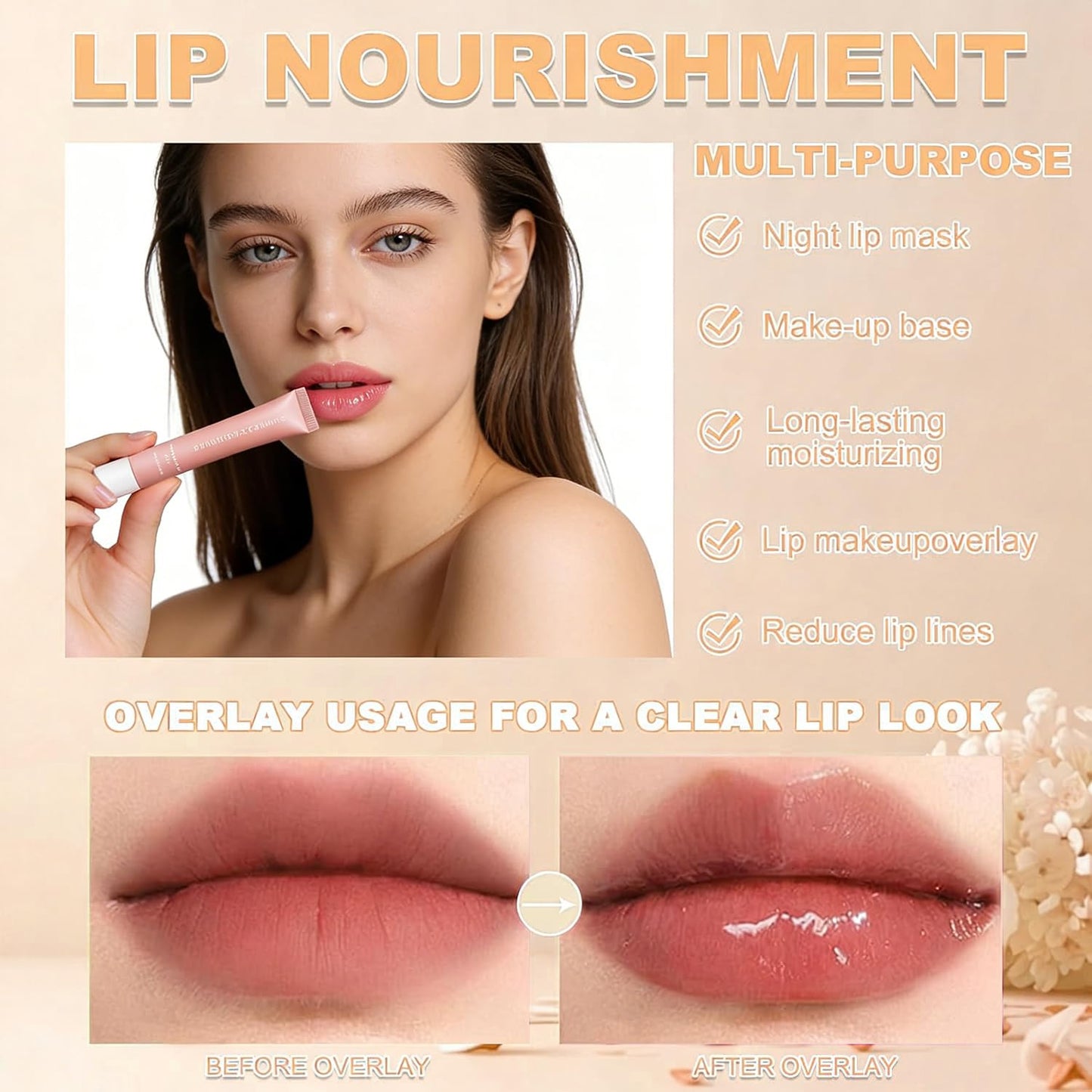 YumSova Summer Lip Gloss Lipstick, Containing Natural Oils And Fruit Extracts, Can Soothe And Soften Dry Lips, Keep Moisture For A Long Time, And Is Not Sticky (Vanilla)